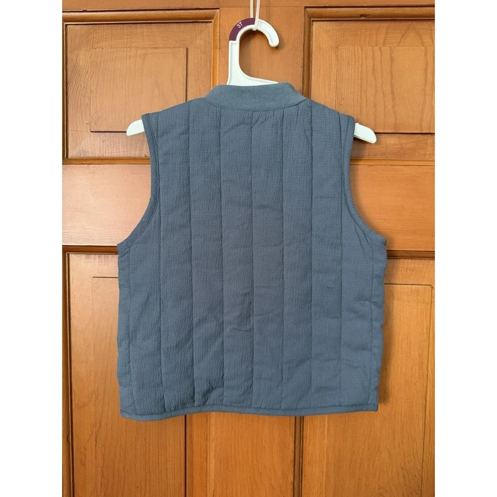 Toddler Boys' Cat & Jack Dark Grey Blue Quilted Sleeveless Zipper Vest 3T NWT